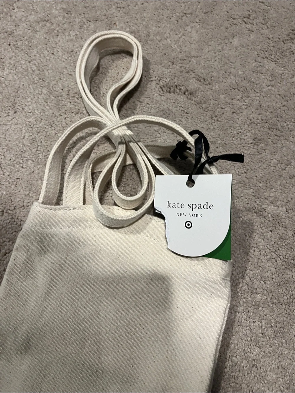 kate spade Natural Canvas Wine Bottle Crossbody Tote Bag